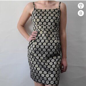 Target Sheath Dress Womens Black Gold Brocade Size 6 Sleeveless Cocktail Party